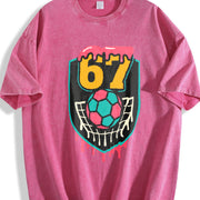 67 Soccer Shield Vintage Washed T-Shirt in Red