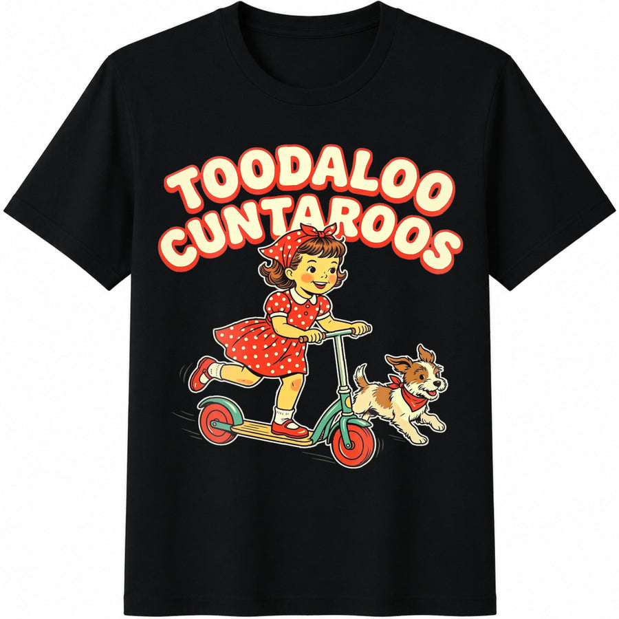 Toodaloo Cuntaroos Scooter Cotton T-Shirt in Black