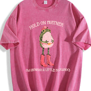 Hold On Partner I'm Growing A Little Buckaroo Cowboy Baby vintage washed oversized T-shirt in Red