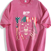 M&P by Smith & Wesson Skull American Flag Vintage Washed T-Shirt in Red