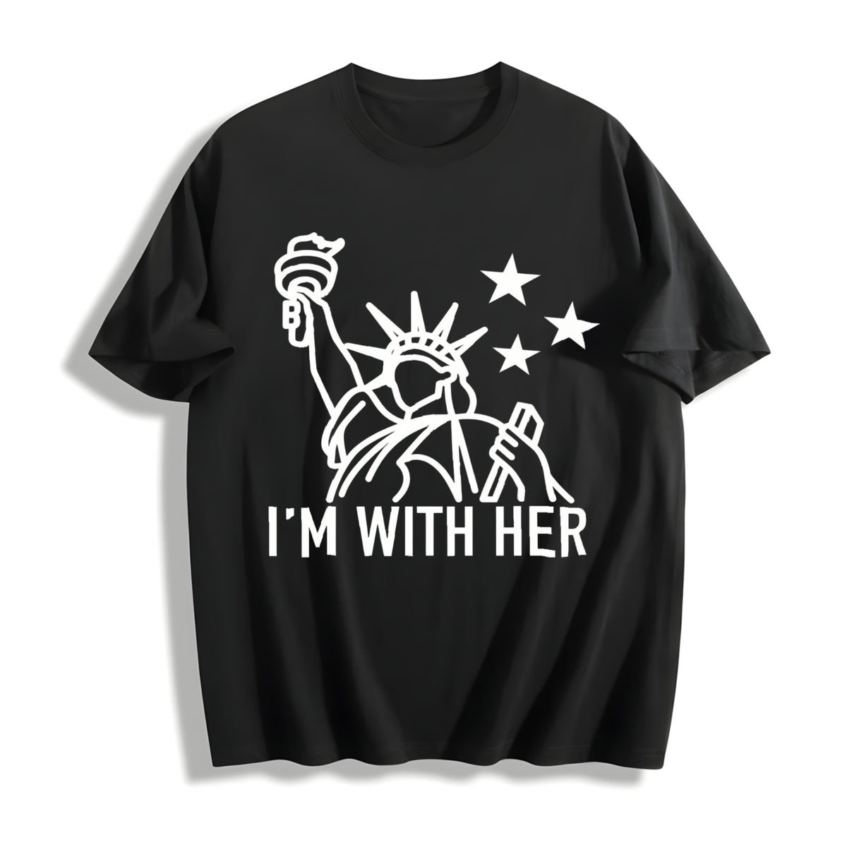 Statue of Liberty: I'm with 4th of July Cotton T-Shirt in Black