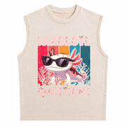 I Axolotl Questions Retro Vintage Washed Tank Top in Beige