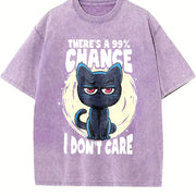 99 Percent Chance I Don't Care Vintage Washed T-Shirt in Purple