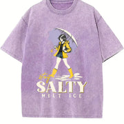No Ice Stay Salty Melt ICE Pro Immigration vintage washed oversized T-shirt in Purple