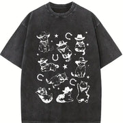 Cowboy Cats and Kittens Western Cowboy Vintage Washed T-Shirt in Black