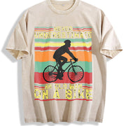 Never Underestimate an Old Man on a Bike Vintage Washed T-Shirt in Beige