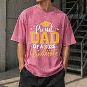 Dad Senior 2026 Proud Dad of a Class of 2026 Graduate Vintage Washed T-Shirt in Red