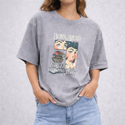 Born To Read Bookish vintage washed oversized T-shirt in Gray
