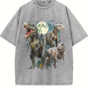 T-rex Dinosaur 90s Vintage Washed T-Shirt in Gray