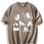90s Cats Kitten Nature Vintage Washed T-Shirt in Brown