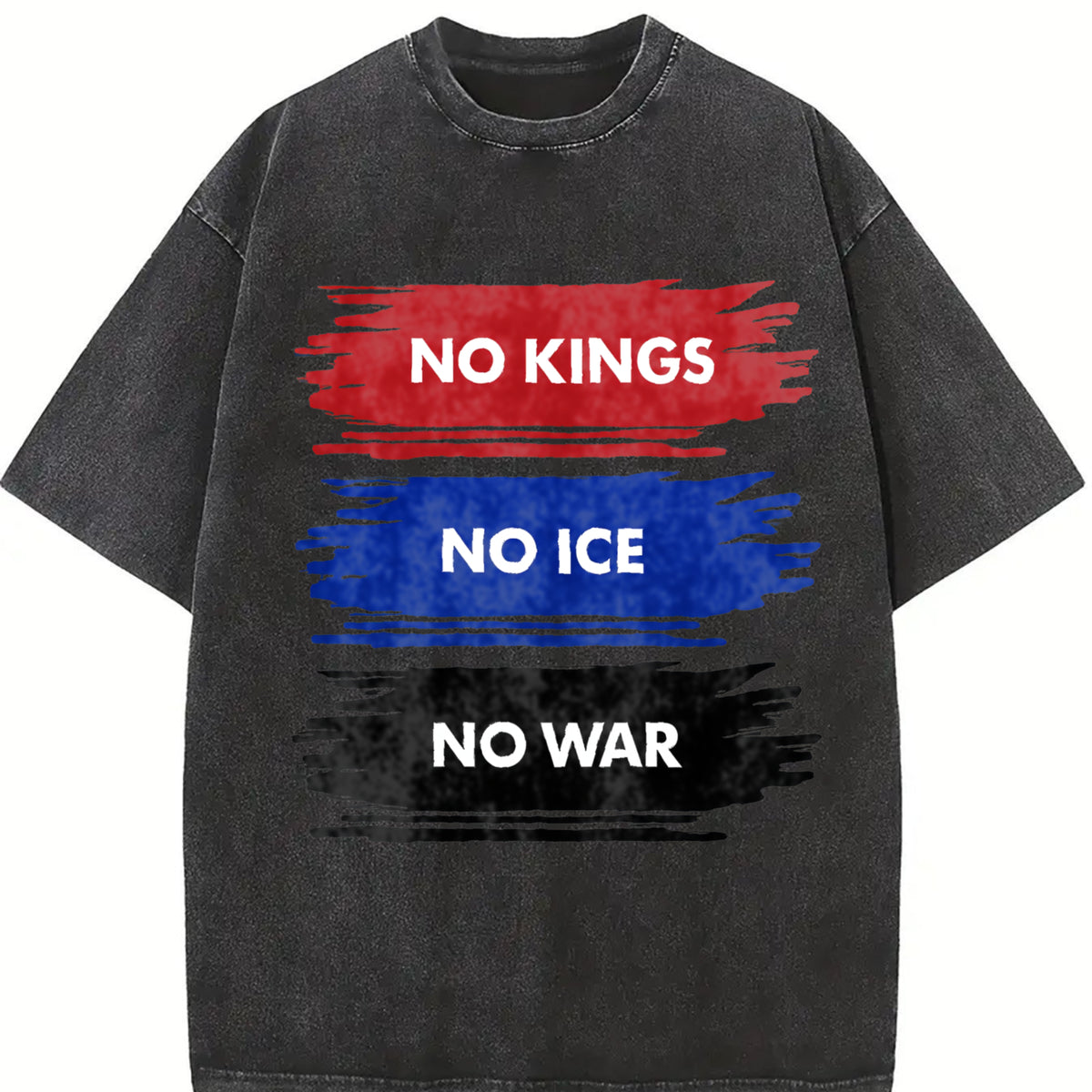 No Kings No Ice Vintage Washed T-Shirt in Black
