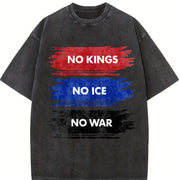 No Kings No Ice Vintage Washed T-Shirt in Black