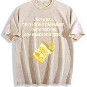 Dad Who Loves Snacks Father's Day Vintage Washed T-Shirt in Beige