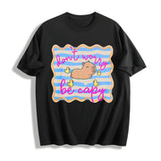 Don't Worry Be Capy Cotton T-Shirt in Black