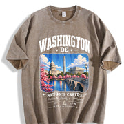 Washington DC Vintage Washed T-Shirt in Brown