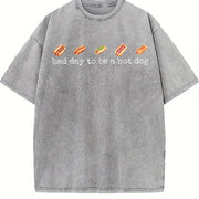 Bad Day to Be a Hotdog Vintage Washed T-Shirt in Gray