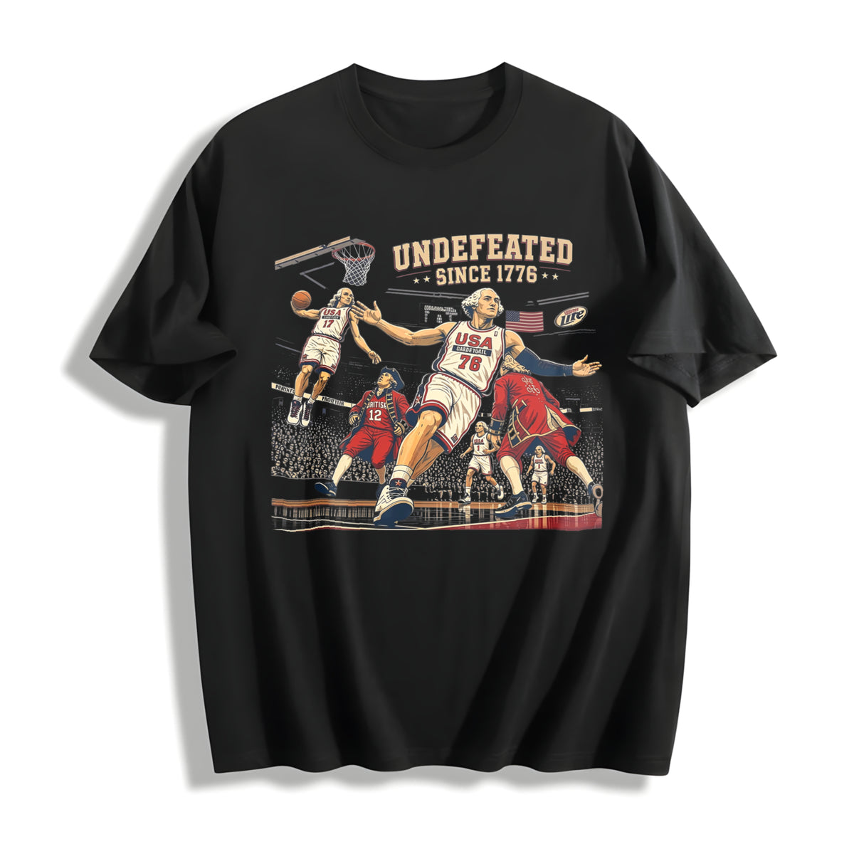 4th of July Undefeated America Cotton T-Shirt in Black