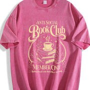 Anti Social Book Club Librarian Book Lover vintage washed oversized T-shirt in Red