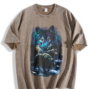 Wolf Pack Classic 90s Vintage Washed T-Shirt in Brown
