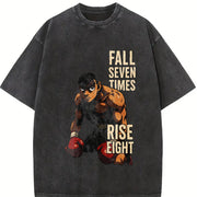 Makunouchi Hajime No Ippo Black for Game Fans Classic vintage washed oversized T-shirt in Black