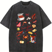 Crawfish Season Boil Girly Vintage Washed T-Shirt in Black