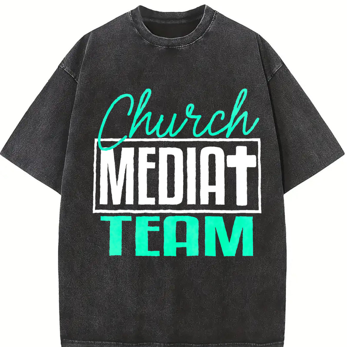 Church Media Team Vintage Washed T-Shirt in Black