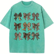 Camo Coquette Bow Collection vintage washed oversized T-shirt in Blue
