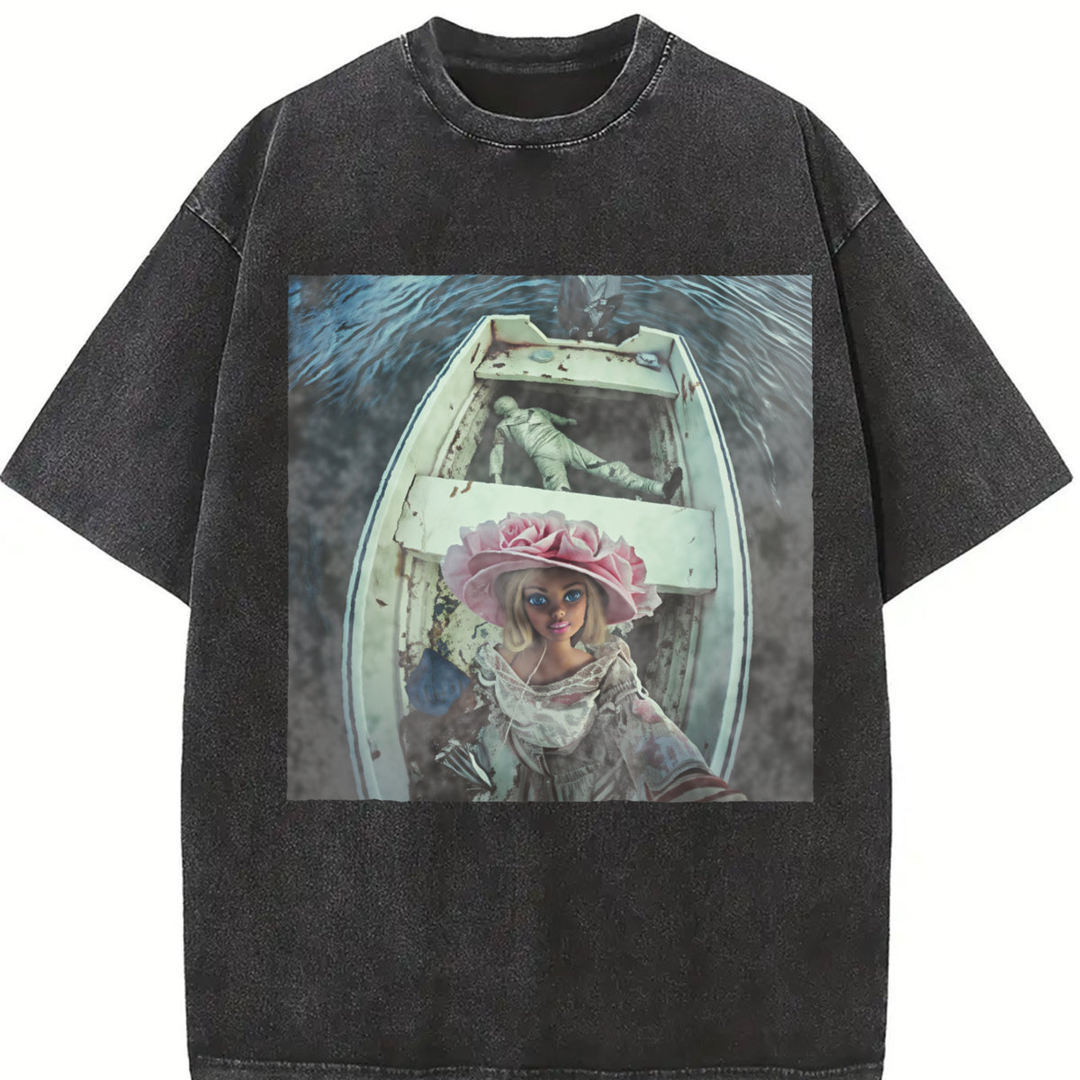 Glam Doll in a Boat Vintage Washed T-Shirt in Black