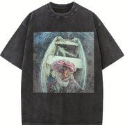 Glam Doll in a Boat Vintage Washed T-Shirt in Black