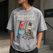 Respect Your Elders Vintage Washed T-Shirt in Gray
