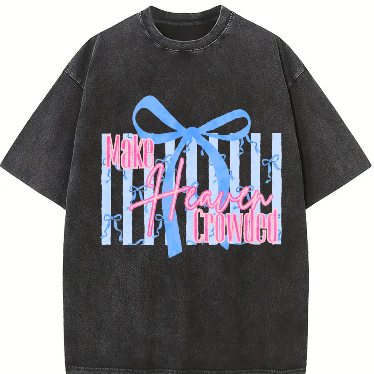 Make Heaven Crowded Bow Vintage Washed T-Shirt in Black