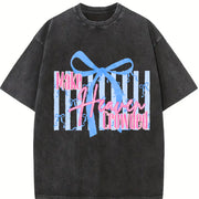 Make Heaven Crowded Bow Vintage Washed T-Shirt in Black