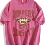 Horror Rippers Society 90s Halloween Vintage Washed T-Shirt in Red