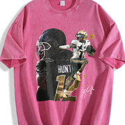 Travis Hunter Bih You Thought Football vintage washed oversized T-shirt in Red