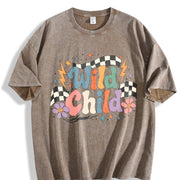 Wild Child Vintage Washed T-Shirt in Brown