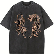 Tiger Blouse Vintage Washed T-Shirt in Black