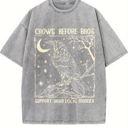 Crows Before Bros Nighttime Crow Vintage Washed T-Shirt in Gray