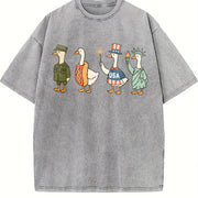 4th of July USA Vintage Washed T-Shirt in Gray