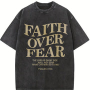FAITH OVER FEAR 230 Brand Vintage Washed T-Shirt in Black