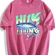 Fishing Tank Angler Outdoor Workout Vintage Washed T-Shirt in Red