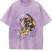 Dragon Castle 90s Gothic Fantasy Vintage Washed T-Shirt in Purple