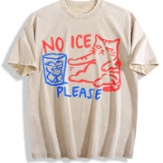 No ICE Please Cat Abolish ICE S~5XL and Batik vintage washed oversized T-shirt in Beige