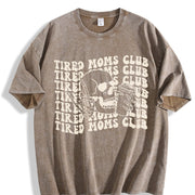 Tired Moms Club Mama Mothers Day vintage washed oversized T-shirt in Brown