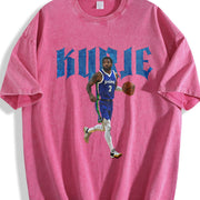Kyrie Basketball For Dallas Fans vintage washed oversized T-shirt in Red