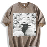 Thick Retro Vintage Washed T-Shirt in Brown