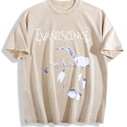 Retro New EVANESCENCE Band Christmas Retro Music vintage washed oversized T-shirt in Beige
