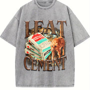 I Eat Cement Cat Meme Vintage Washed T-Shirt in Gray