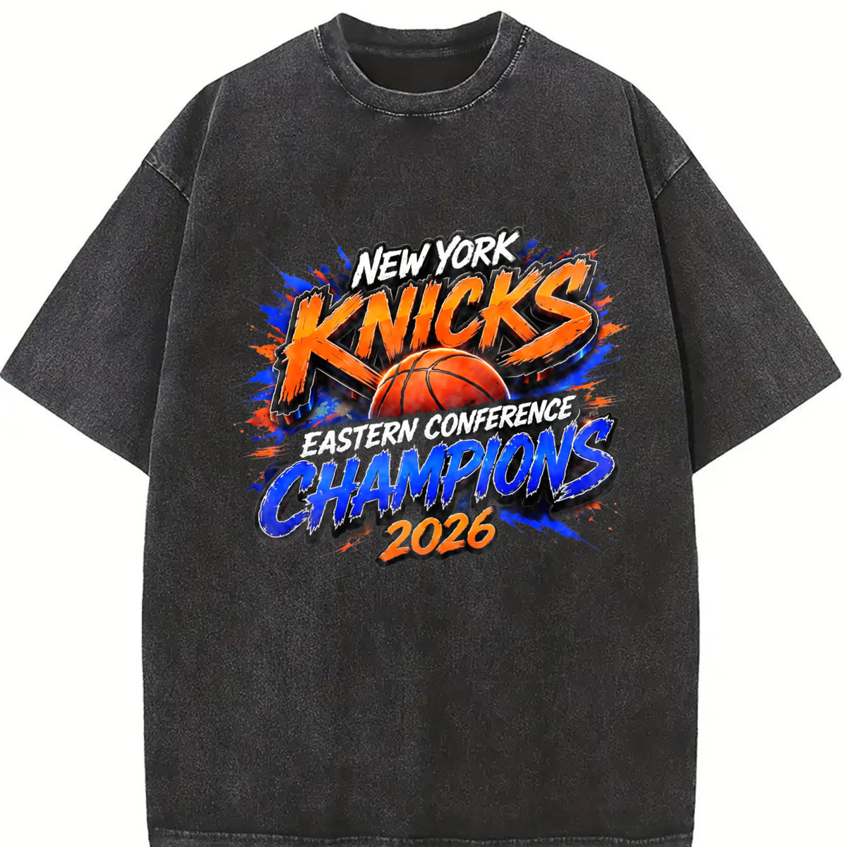 New York Knicks 2026 Eastern Conference Champions Vintage Washed T-Shirt in Black