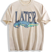 Later Gator T 90s Style 4th Of July vintage washed oversized T-shirt in Beige