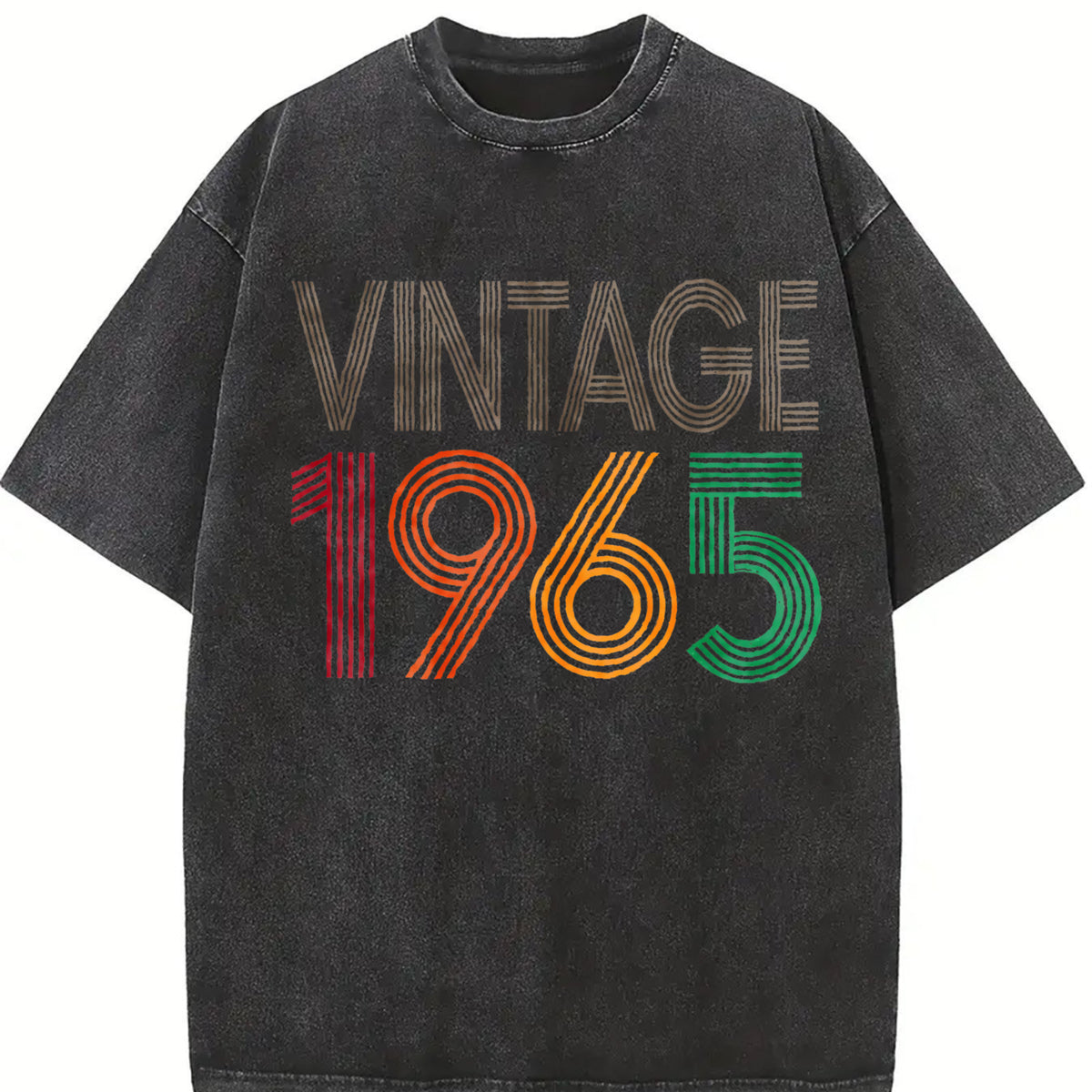 61st Birthday 1965 Vintage Washed T-Shirt in Black